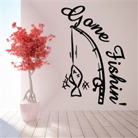 Gone Fishin' - Vinyl Wall Decal - Wall Quote - Wall Decor