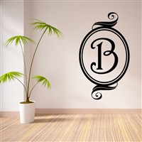 Swirl Frame Monogram - B - Vinyl Wall Decal - Wall Quote - Wall Decor