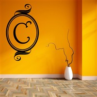 Swirl Frame Monogram - C - Vinyl Wall Decal - Wall Quote - Wall Decor