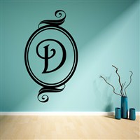 Swirl Frame Monogram - D - Vinyl Wall Decal - Wall Quote - Wall Decor