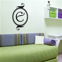 Swirl Frame Monogram - E - Vinyl Wall Decal - Wall Quote - Wall Decor