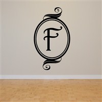 Swirl Frame Monogram - F - Vinyl Wall Decal - Wall Quote - Wall Decor