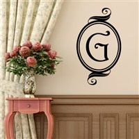 Swirl Frame Monogram - G - Vinyl Wall Decal - Wall Quote - Wall Decor