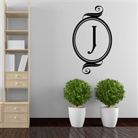 Swirl Frame Monogram - J - Vinyl Wall Decal - Wall Quote - Wall Decor