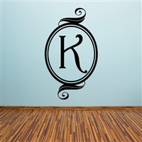 Swirl Frame Monogram - K - Vinyl Wall Decal - Wall Quote - Wall Decor