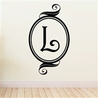 Swirl Frame Monogram - L - Vinyl Wall Decal - Wall Quote - Wall Decor