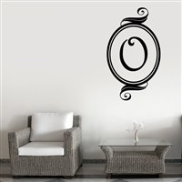 Swirl Frame Monogram - O - Vinyl Wall Decal - Wall Quote - Wall Decor