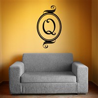 Swirl Frame Monogram - Q - Vinyl Wall Decal - Wall Quote - Wall Decor