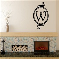 Swirl Frame Monogram - W - Vinyl Wall Decal - Wall Quote - Wall Decor