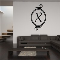 Swirl Frame Monogram - X - Vinyl Wall Decal - Wall Quote - Wall Decor