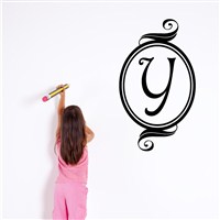 Swirl Frame Monogram - Y - Vinyl Wall Decal - Wall Quote - Wall Decor