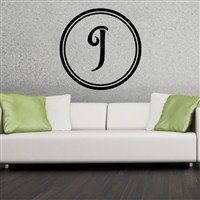 Circle Frame Monogram - J - Vinyl Wall Decal - Wall Quote - Wall Decor