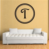 Circle Frame Monogram  - T - Vinyl Wall Decal - Wall Quote - Wall Decor