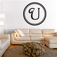 Circle Frame Monogram - U - Vinyl Wall Decal - Wall Quote - Wall Decor