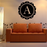 Petal Frame Monogram - A - Vinyl Wall Decal - Wall Quote - Wall Decor