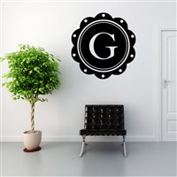 Petal Frame Monogram - G - Vinyl Wall Decal - Wall Quote - Wall Decor