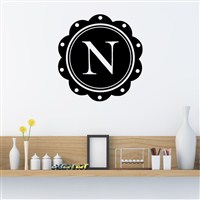 Petal Frame Monogram - N - Vinyl Wall Decal - Wall Quote - Wall Decor