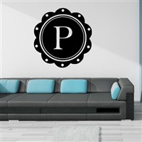 Petal Frame Monogram - P - Vinyl Wall Decal - Wall Quote - Wall Decor