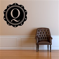 Petal Frame Monogram - Q - Vinyl Wall Decal - Wall Quote - Wall Decor