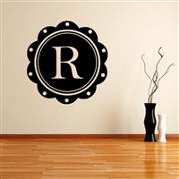 Petal Frame Monogram - R - Vinyl Wall Decal - Wall Quote - Wall Decor