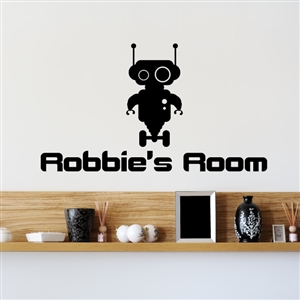 Custom Personalized Name and Robot Wall Decal Sticker - RobotCust01