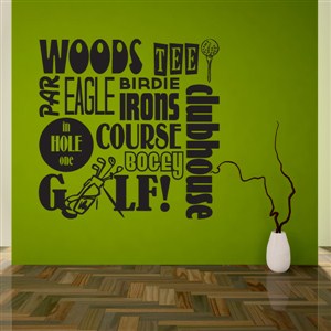 Golf tee irons course woods par hole in one - Vinyl Wall Decal - Wall Quote - Wall Decor