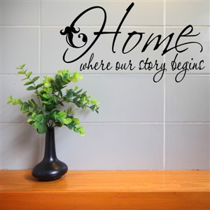 Home where our story begins - Vinyl Wall Decal - Wall Quote - Wall Decor