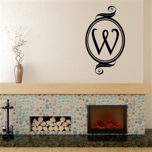 Swirl Frame Monogram - W - Vinyl Wall Decal - Wall Quote - Wall Decor
