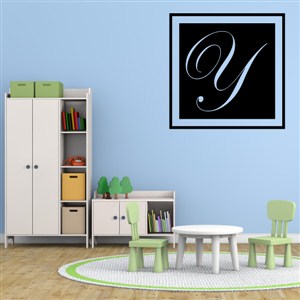 Square Frame Monogram - Y - Vinyl Wall Decal - Wall Quote - Wall Decor