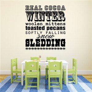 Winter real cocoa woolen mittens toasted pecans - Vinyl Wall Decal - Wall Quote - Wall Decor